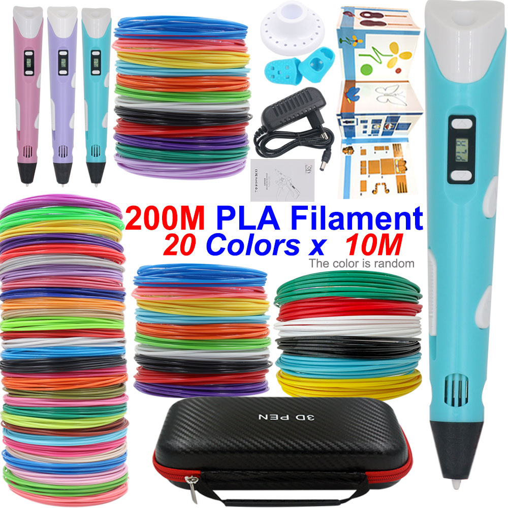 3D Printing Pen For Kids - ชุดปากกาพิมพ์ 3 มิติที่แปลกประหลาดพร้อมจอแสดงผล LCD อะแดปเตอร์ไฟฟ้ากระเป๋าเดินทาง PLA