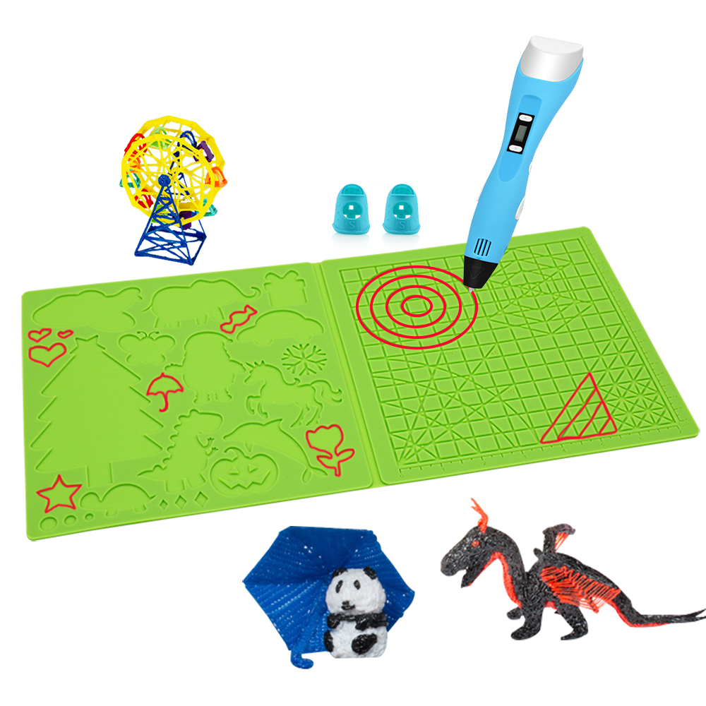 3D Printing Pen For Kids - 3D การพิมพ์ปากกาซิลิโคน Pad พื้นฐานเรขาคณิตแม่แบบ 2 หมวกซิลิโคน