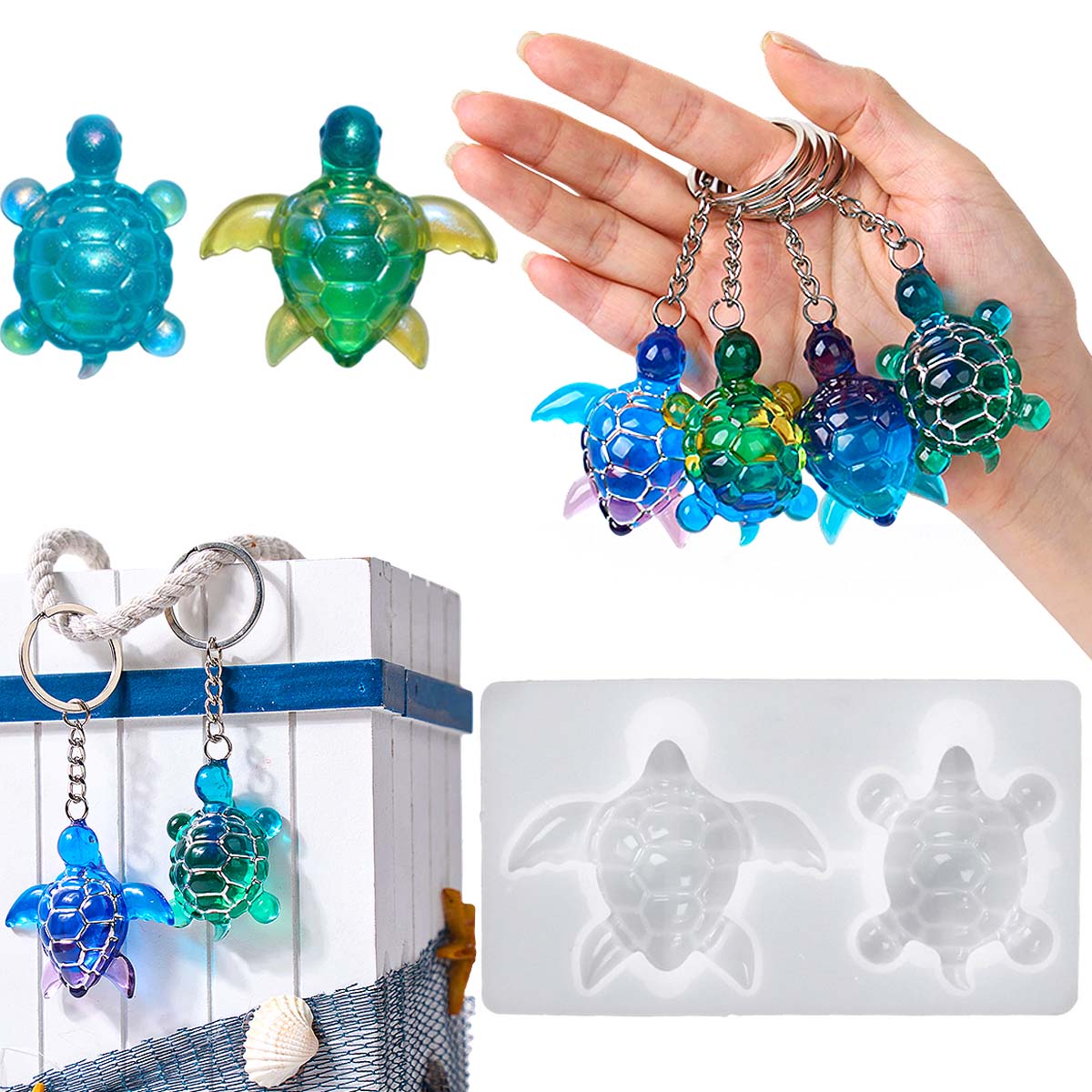 3D Printing With Silicone - แม่พิมพ์ซิลิโคนรูปเต่าทะเล 3 มิติ สำหรับทำพวงกุญแจ DIY ของตกแต่งธีมมหาสมุทร