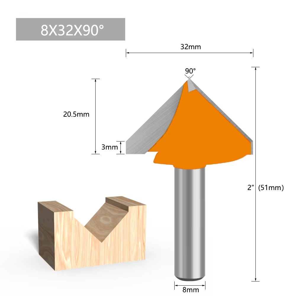 ดอกกัดไม้แบบ V ขนาด 8 มม. 1 ชิ - 3D Printing Online บทวิจารณ์และราคา